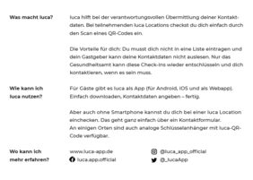 Beschreibung der Luca App